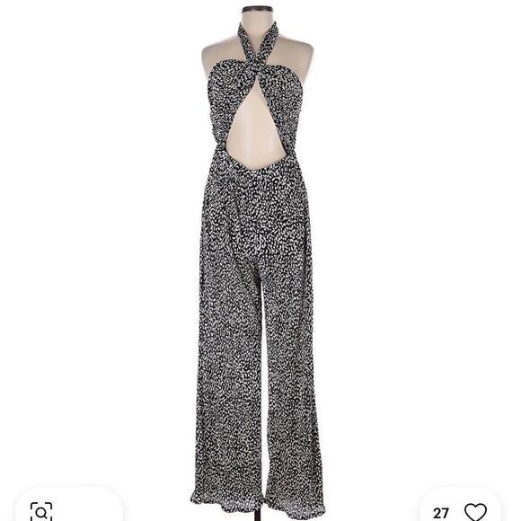 LPA Black and White Pattern Jumpsuit with Cut Out Middle - Size Medium LIKE NEW - Picture 1 of 4